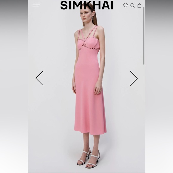 Jonathan SIMKHAI Sevilla Crochet Ring Midi Dress Pink NWT - Picture 3 of 14